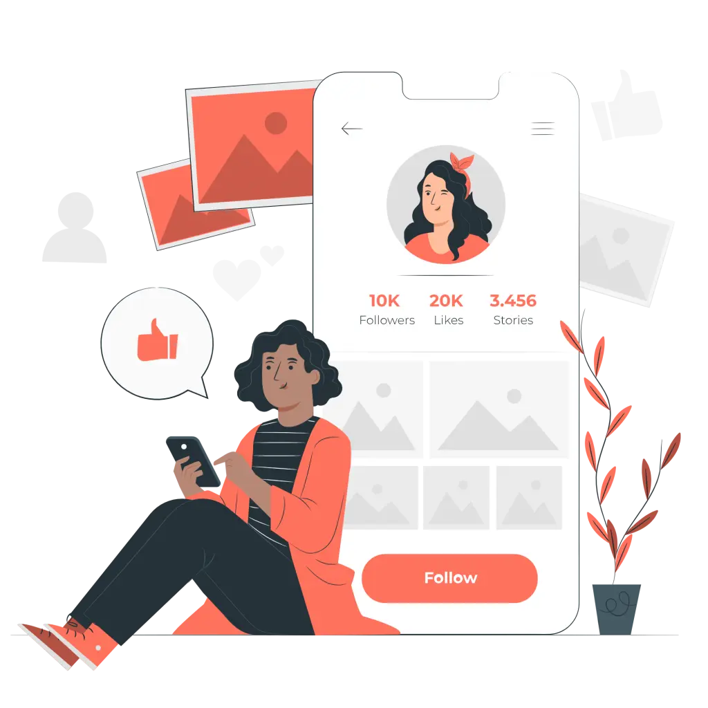 Social media profile growth illustration